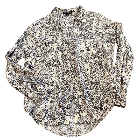 Velvet Heart Snake Print Rayon Long Sleeve Blouse Flowy V Neck, Medium - Picture 1 of 12